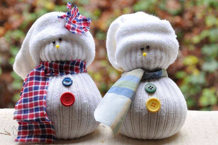 Bonecos de neve feitos com meia. Foto: Reprpodução/ Instagram